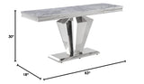 Chihiro Contemporary Grey Rectangular Stone Console Table in Silver - side view