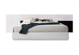 Bahamas Modern Platform Bed with Wide Headboard, Eastern King, Sleek White and Black High Gloss… - front view