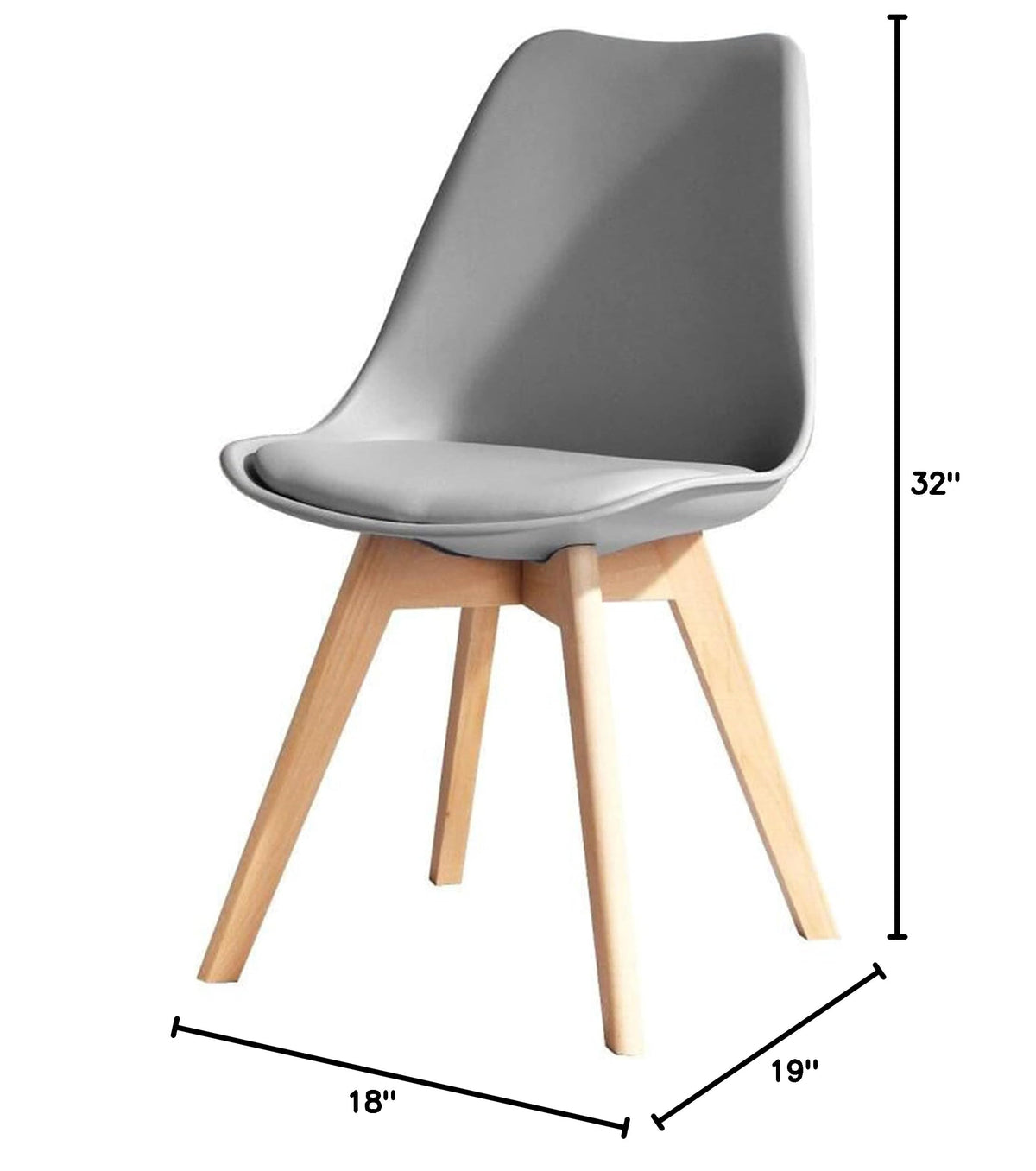 Modern Wood Dining Chair G01GC in Grey - side view