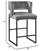 Leonard 36" Velvet Counter Height Stool - side view