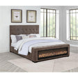 Umeria Modern Bed Frame (Queen/Gray Chenille) - front view
