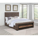 Umeria Modern Bed Frame (Queen/Gray Chenille) - front view