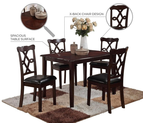 Copper 5-Piece Espresso Dining Set with 4 Upholstered Chairs — product view 5