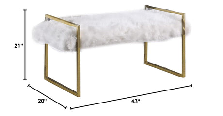 Fur Bench in White - side view