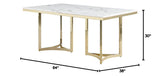 Desmond Contemporary White Rectangular Stone Dining Table in Gold - side view