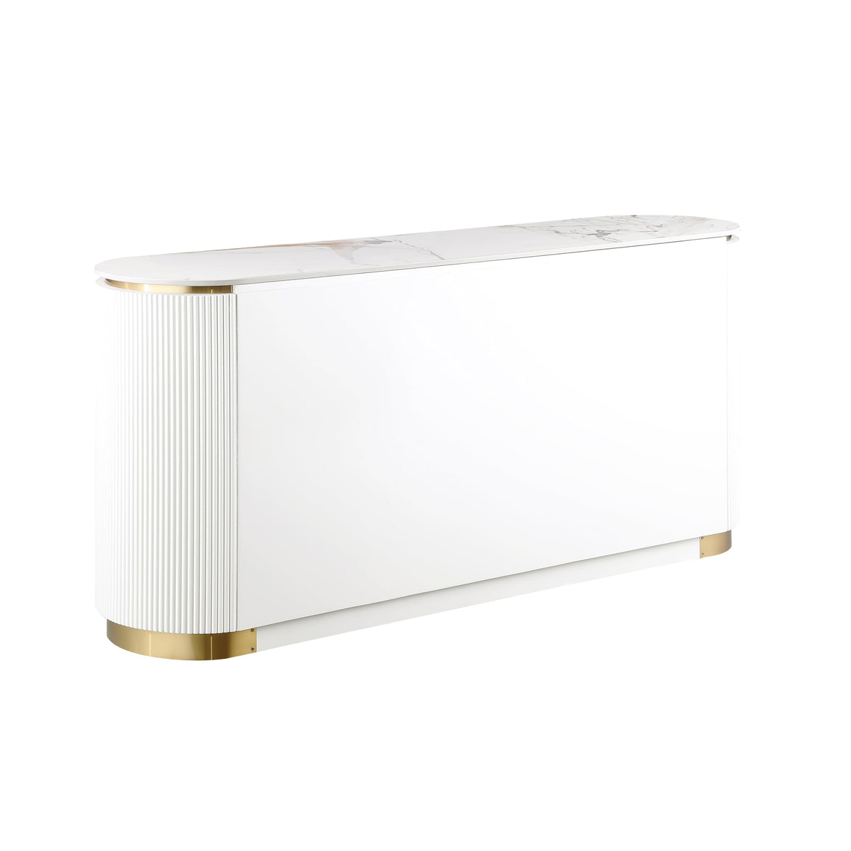 Trandell 65" Wide Modern Glam Faux Marble Top 6-Drawer Dresser - angle view