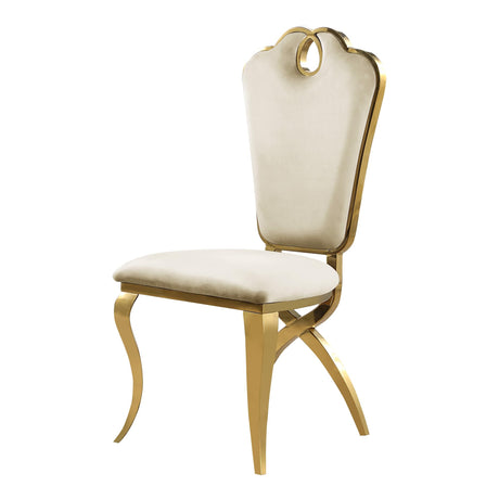 Leona Contemporary Velvet Royal Dining Chair with X-Shaped Gold Legs