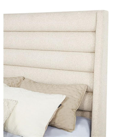 Tlerae Modern Upholstered Bed Frame (Eastern King/Oat) in Oatmeal - room setting