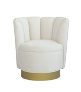 Modern Velvet New Swivel Accent Chair in Cream - detail view