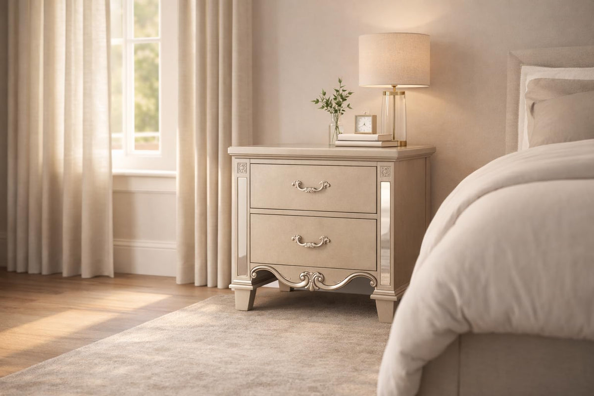 Sonia Champagne Wood Nightstand — product view 1