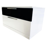 Bahamas 16" Modern 2-Drawer Nightstand with Top Black Drawer, Lacquered Surface