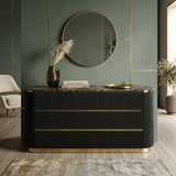 Trandell 65" Wide Modern Glam Faux Marble Top 6-Drawer Dresser - side view