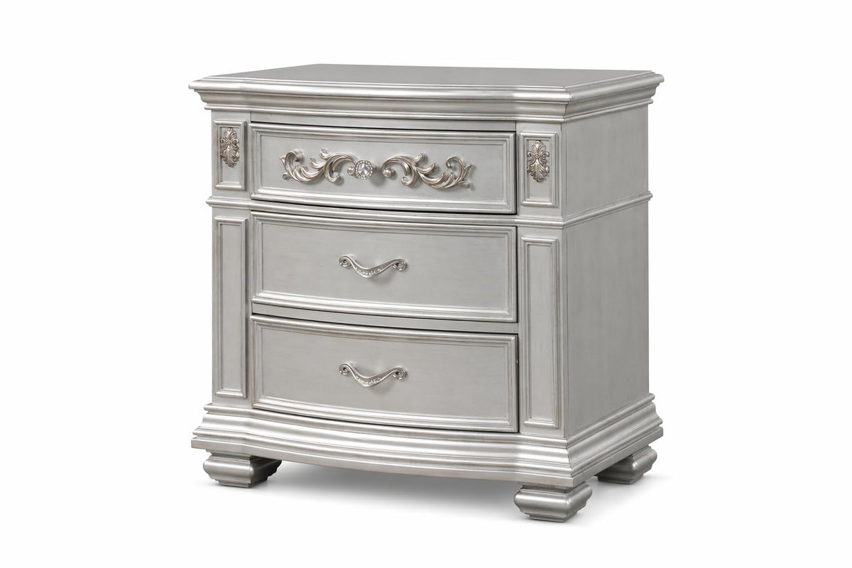 Valentina Silver Wood Nightstand — product view 2