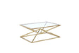 Emerson 47" Rectangle Coffee Table with Clear Glass Top and Geometric Base