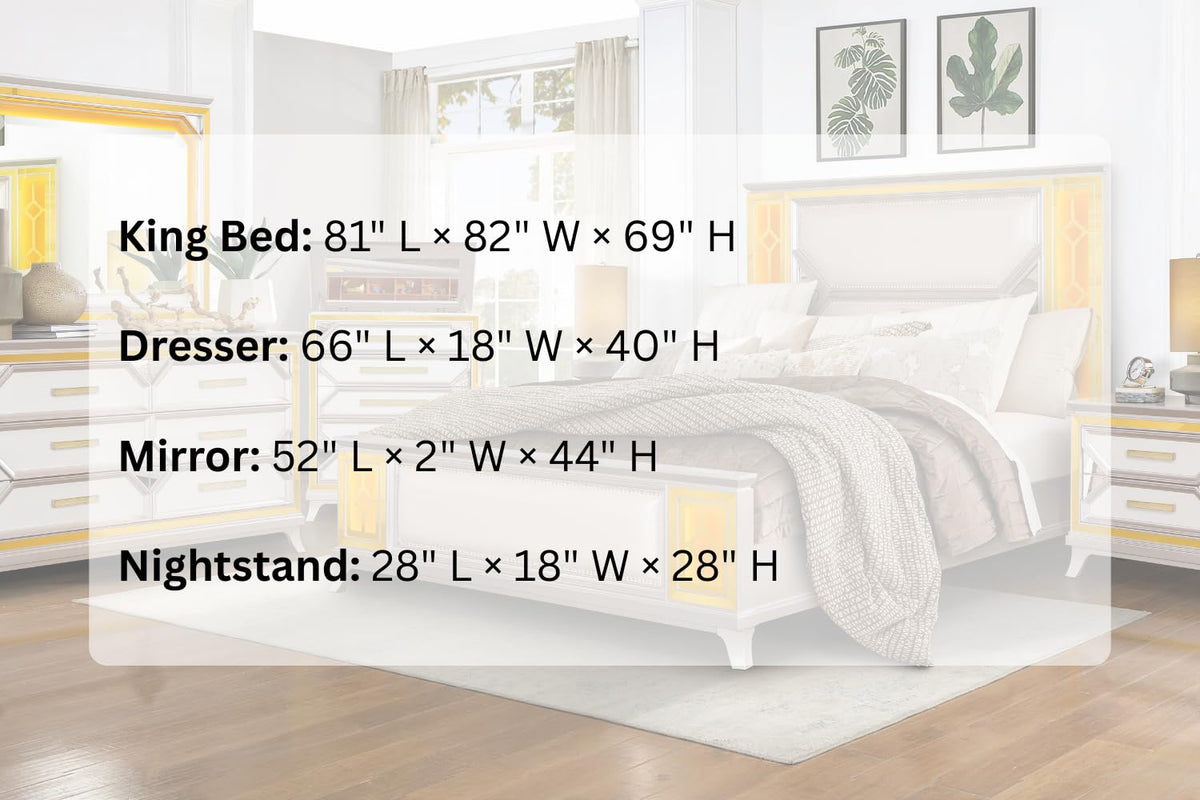 Claire White Bedroom Set — Queen & King — product view 6