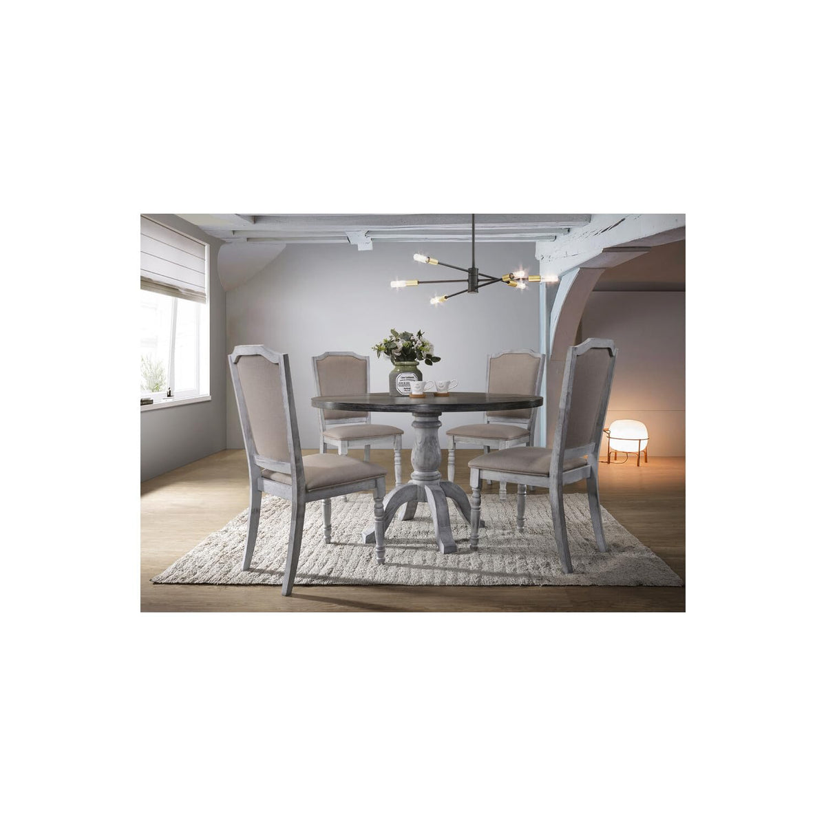 Cottage Dining Table Only in Weathered Gray/White - front view