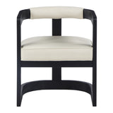Bjorn Mid-Century Modern Wooden Dining Faux Leather Cushions, 1 Chair in Cream With Black Legs - detail view