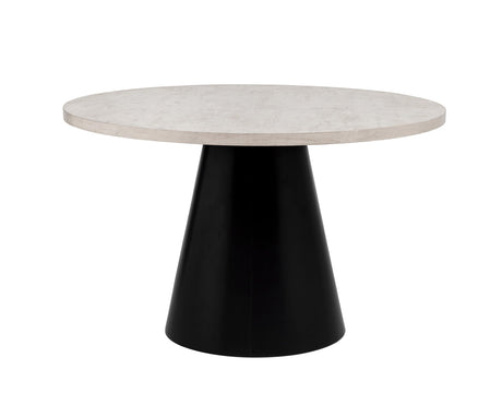 Timaro 48" Round Transitional Dining Table, Ideal for Kitchen or Dining Room Furniture Arrangement in Beige/Black