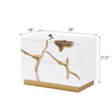Trevello Modern Contemporary High-Gloss Lacquered Right Nightstand - side view