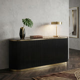 Trandell 70" Modern Glam Faux Marble Top Fully Assembled Sideboard - side view