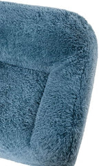 Vander Boneless Barrel Accent Chair in Ocean Blue Faux Fur – view 7