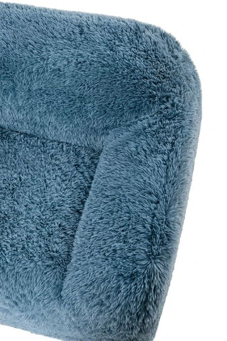Vander Boneless Barrel Accent Chair in Ocean Blue Faux Fur – view 7