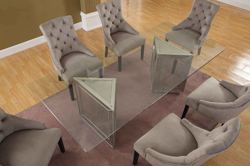Nicolette 72" Solid Wood Dining Table in Mirrored Silver