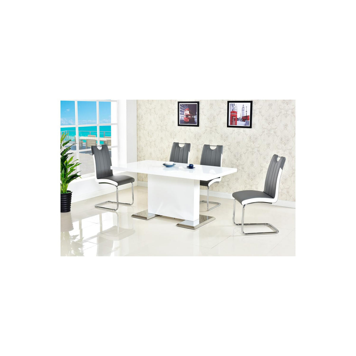 Barbara Modern Dining Chair with Faux Leather Fabric - front view