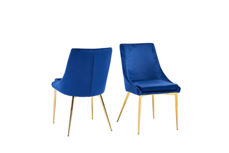Treina Mid-Century Modern White Laquered 5 Pcs Round Dining Set in Navy Blue - room setting