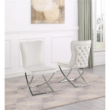 Titan Velvet Dining Chairs in Beige and Silver