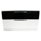 Bahamas 16" Modern 2-Drawer Nightstand with Top Black Drawer, Lacquered Surface - detail view