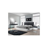 Modern White Lacquer Platform 5-Piece Bedroom Set, Eastern King - front view