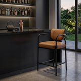 Recency Mid-Century Modern Counter Height Stool in Cognac - front view - Cognac