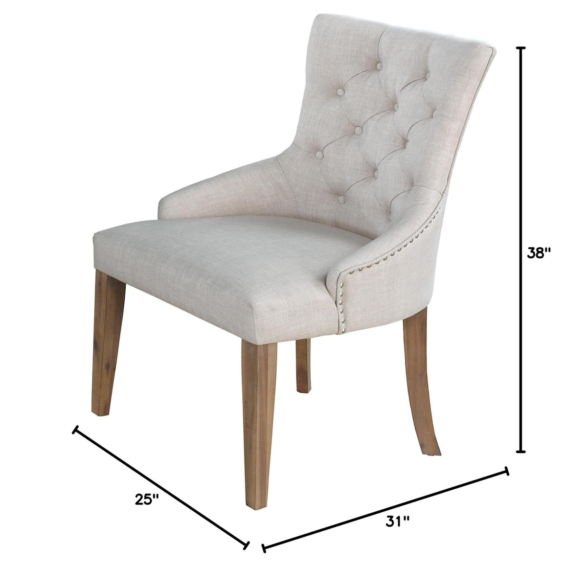 ZOEYBEC Linen Dining Bench in Beige - side view