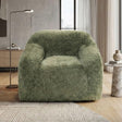 Vander Boneless Barrel Accent Chair in Sage Green Faux Fur - Contemporary Plush Lounge Chair