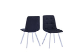 Huey Black Velvet Fabric Side Chairs in Silver
