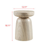 Vyn 14" Modern Round Side Table Concrete Tavertine Finish - side view