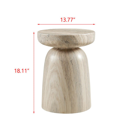 Vyn 14" Modern Round Side Table Concrete Tavertine Finish - side view