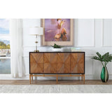 Modern Wood Kitchen Cabinet/Sideboard in Antique Brown/Gold - front view
