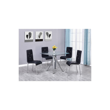 Contemporary 5-Piece Dinette Set with Faux Leather Chair in Black - front view