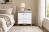 Nina White & Silver Wood Nightstand — product view 1
