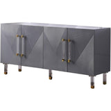 Tyrell High Gloss Lacquer Sideboard/Buffet with Gold Accents in Grey