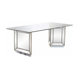 Nicolette 72" Solid Wood Dining Table in Mirrored Silver