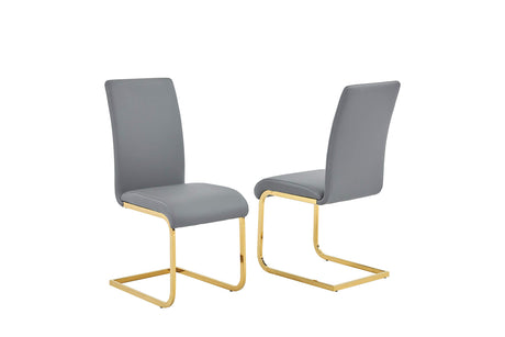 Mirage 5 Pcs Glass Top Mid-Century Modern Dining Set, Gold Finish in Grey - detail view