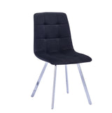Huey Black Velvet Fabric Side Chairs in Silver - angle view