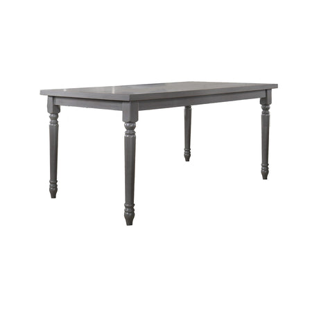 Paige Transitional Wood Frame 6 Pcs Dining Set with Bench in Rustic Grey - side view