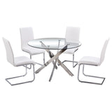 Mirage Top Mid-Century Modern Round Glass Dining Table Only in Stainless Steel - detail view