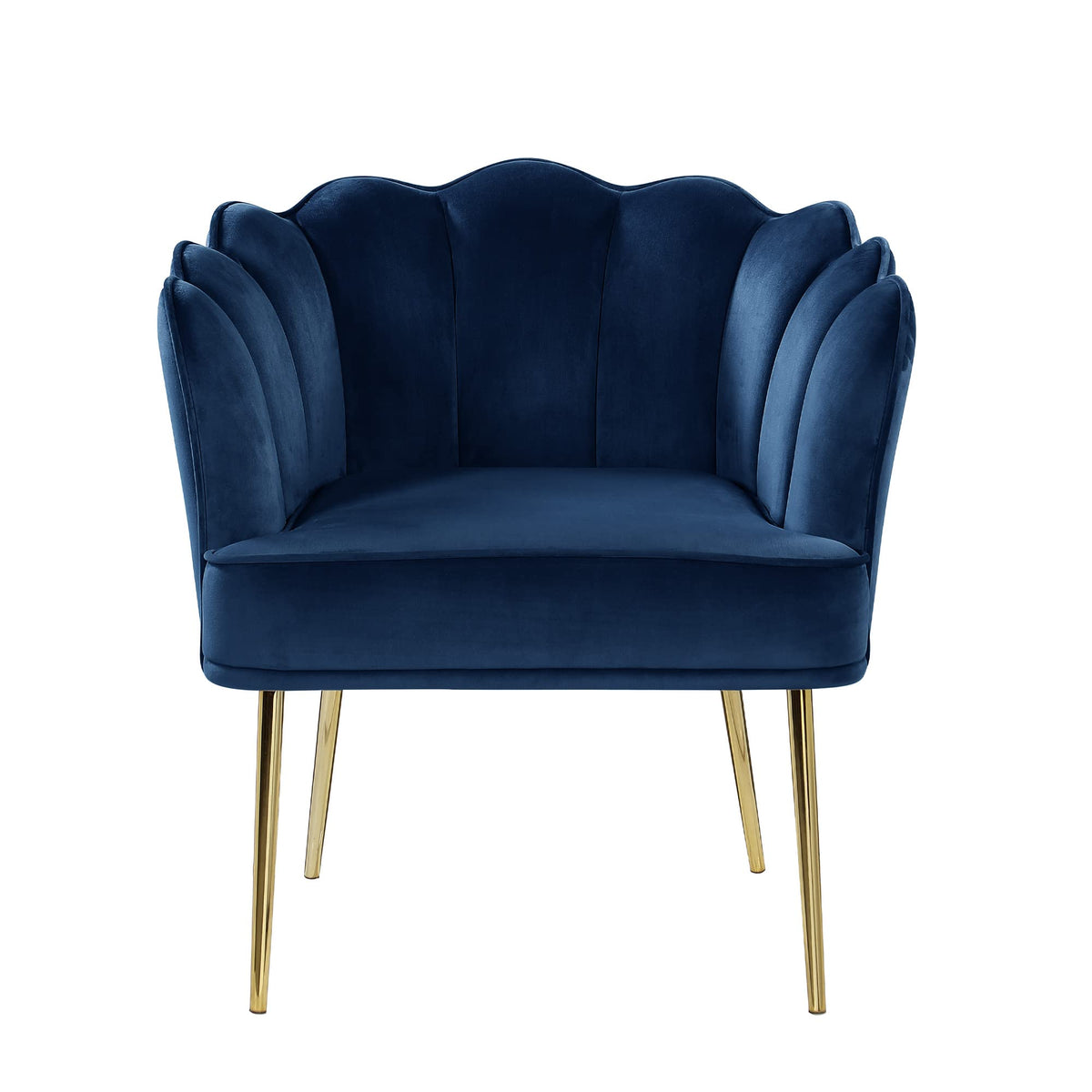 Jayleen Velvet Wide Barrel Chair in Navy Blue - detail view