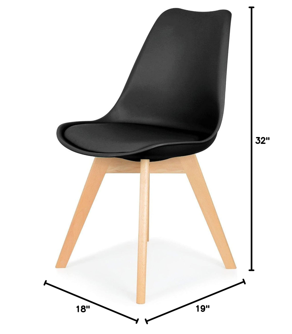 Modern Wood Dining Chair G01BC in Black - side view