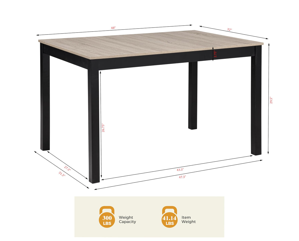 Yvonne 48" Transitional Rectangle Dining Table - side view